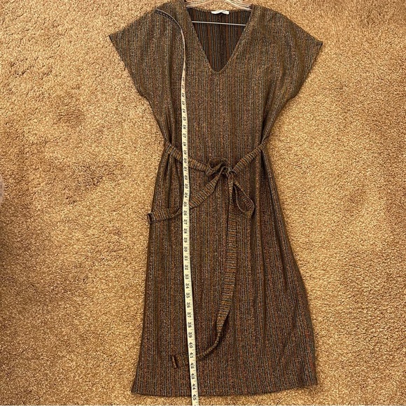 ZARA Trafaluc Metallic Stripe Midi Dress - Picture 11 of 15